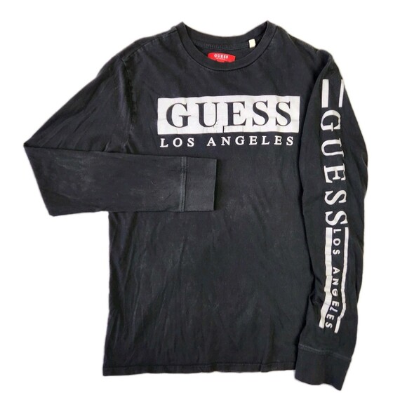 Guess Shirt Mens S Sleeve Spellout Luxury Preppy Los Angeles Streetwear Casual - Picture 1 of 7